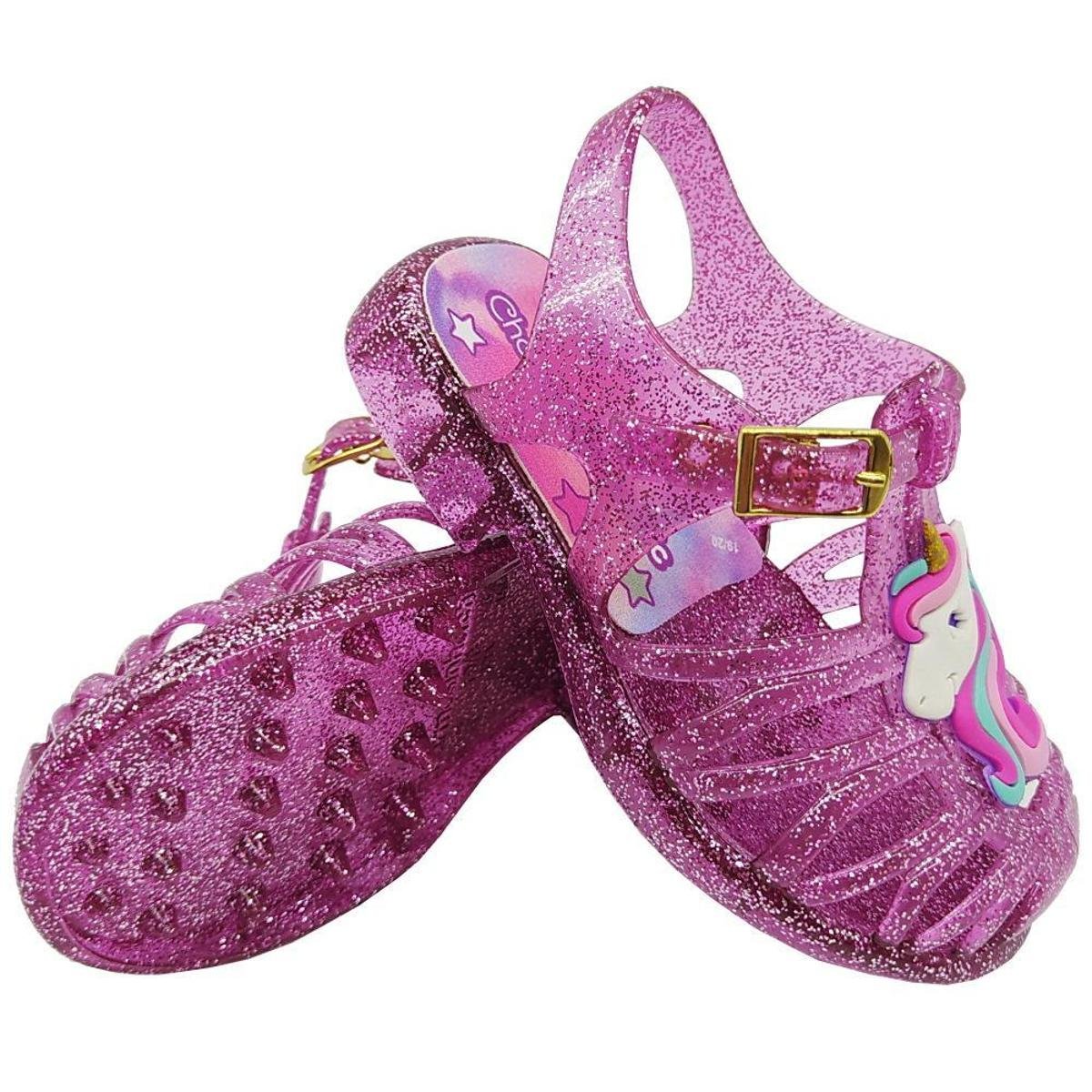 Sandália Infantil Feminina Baby Charmosinha Gliter Unicórnio - Rosa Menor preço em Sandália Infantil Feminina Baby Charmosinha Gliter Unicórnio - Rosa