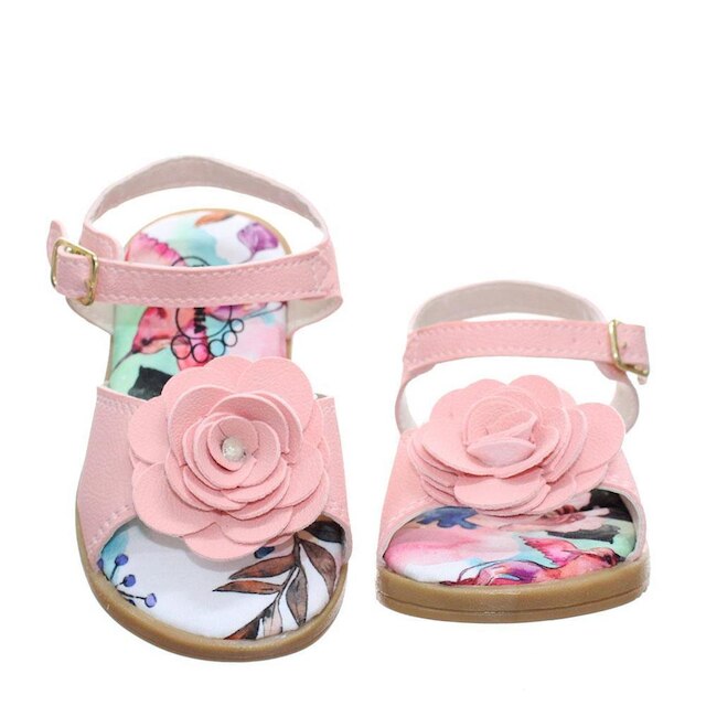 Sandália Infantil Feminina Meninas Baby Flor Rosa