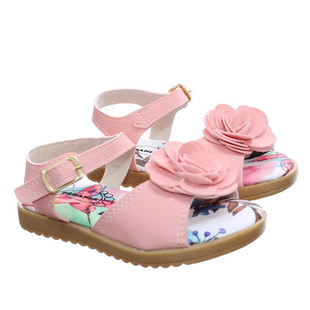 Sandália Infantil Feminina Meninas Baby Flor Rosa