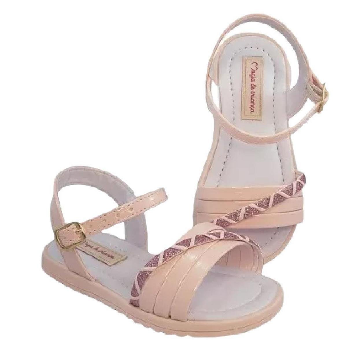Sandália Infantil Feminina Passeio Menina Sapato Gliter - Rosa Menor preço em Sandália Infantil Feminina Passeio Menina Sapato Gliter - Rosa