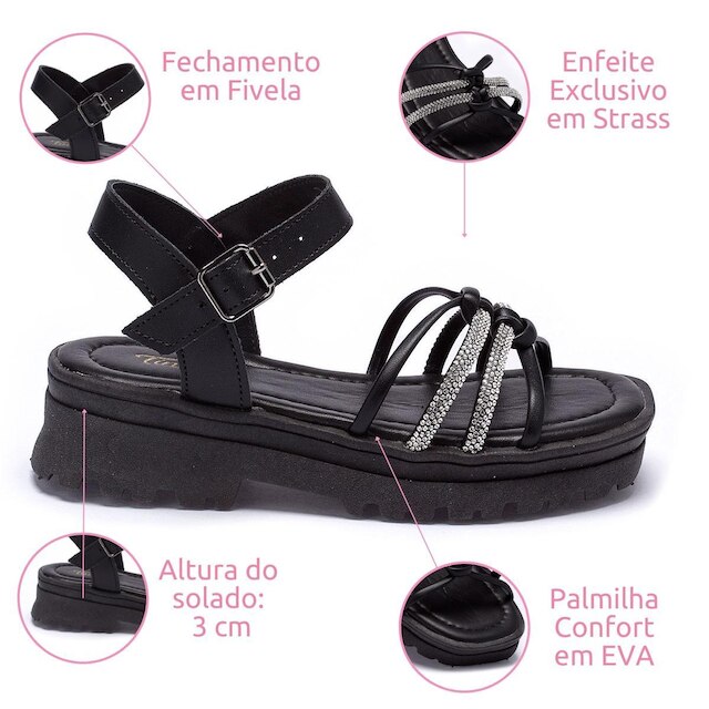 Sandália Infantil Feminina Tininha Nó com Strass 42-023
