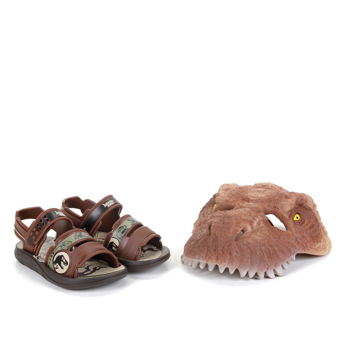 Sandália Infantil Grendene Kids Jurassic World Masculina + Máscara - Marrom+Verde é ruim? Sandália Infantil Grendene Kids Jurassic World Masculina + Máscara - Marrom+Verde é boa?