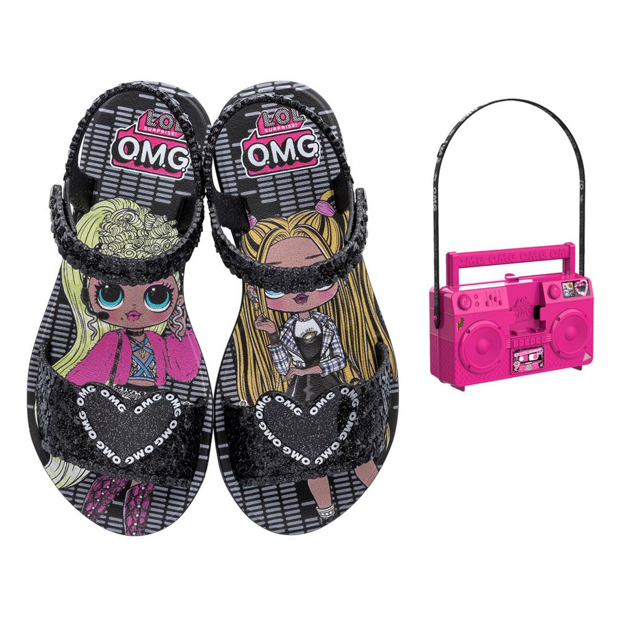 Sandália Infantil Grendene Kids LOL OMG + Bolsa Bombox - Preto+Pink Menor preço em Sandália Infantil Grendene Kids LOL OMG + Bolsa Bombox - Preto+Pink