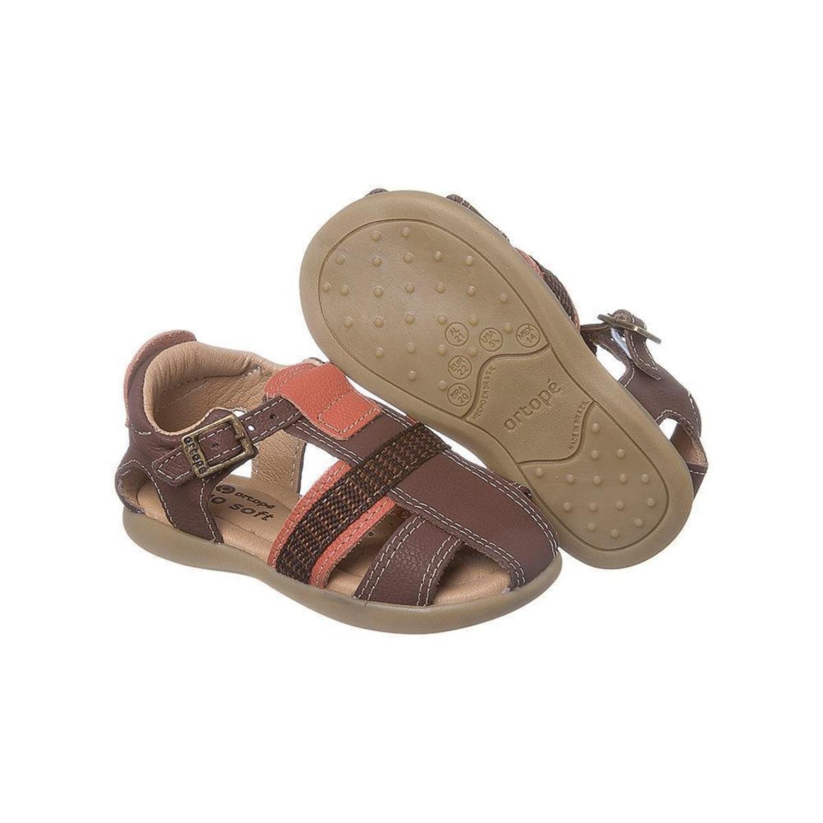 Sandália Infantil Masculina Menino Couro Ortopé Lisa Escola Zattini