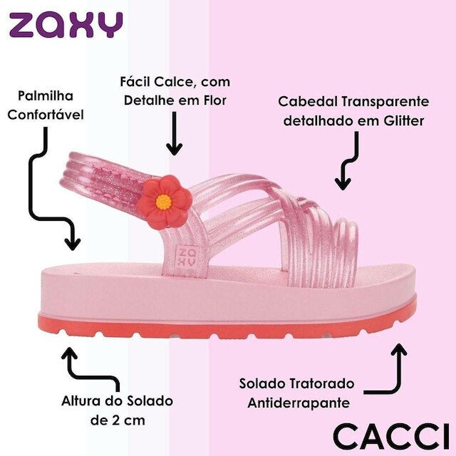 Sandália Infantil Menina Conforto Fácil Calce Zaxynina