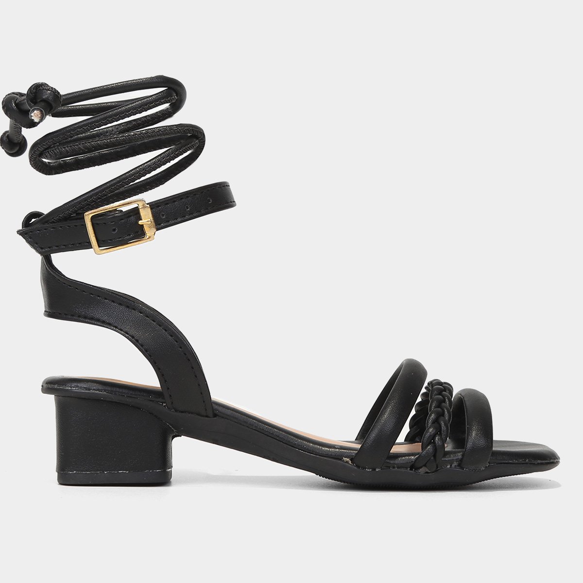 Sandália Infantil Menina Fashion Amarração Saltinho Menina - Preto Menor preço em Sandália Infantil Menina Fashion Amarração Saltinho Menina - Preto