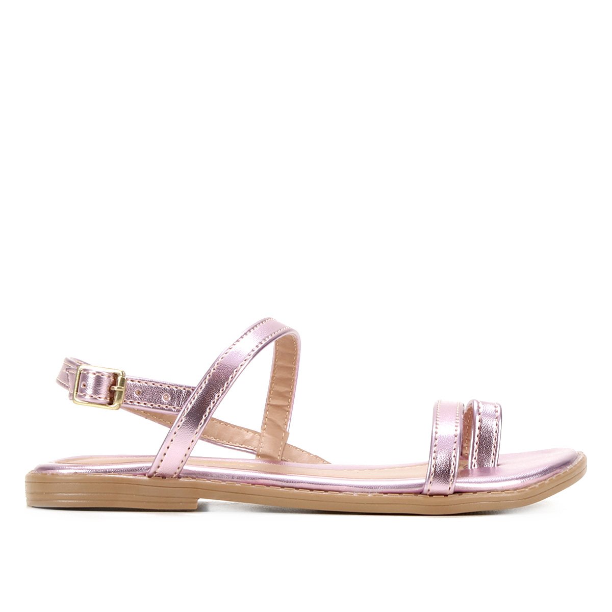 Sandália Infantil Menina Fashion Flat Tiras Feminina - Rosa Menor preço em Sandália Infantil Menina Fashion Flat Tiras Feminina - Rosa