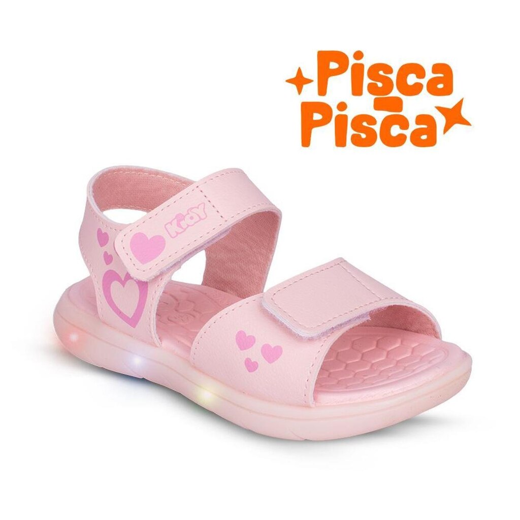 Sandália Infantil Menina Kidy Flex Light Nude Papete Luz LED Pisca Confortável Anatômica Leve