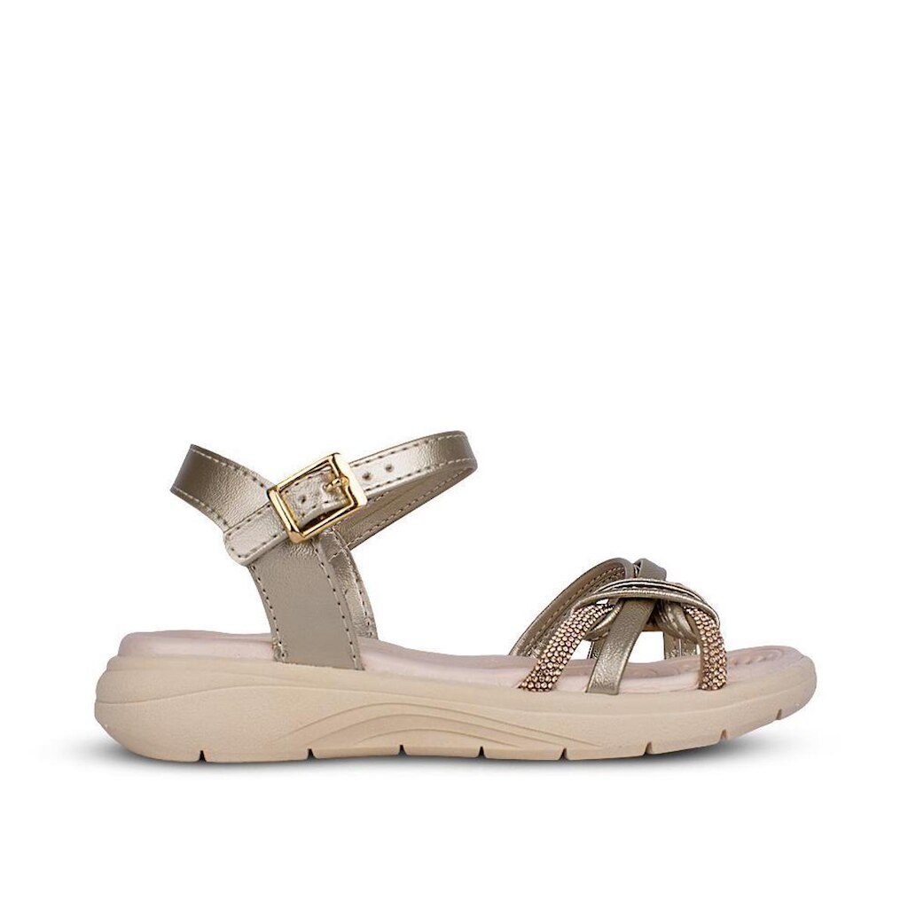 Sandália Infantil Menina Kidy Fly Ouro Brilho Casual Fashion Confortável Leve Anatômica