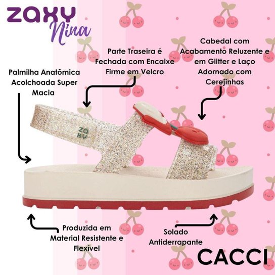 Sandalia Infantil Menina Leve Macio Ajuste Zaxynina Cherry