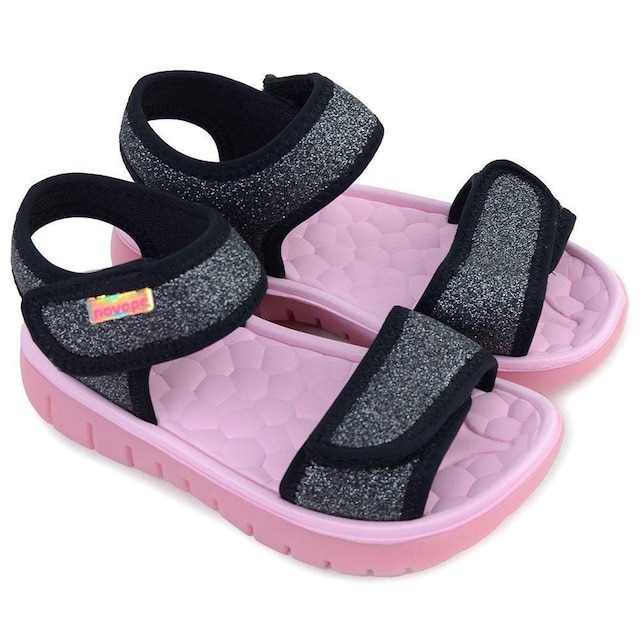 Sandalia Infantil Menina Novope Preta Glitter - 850015