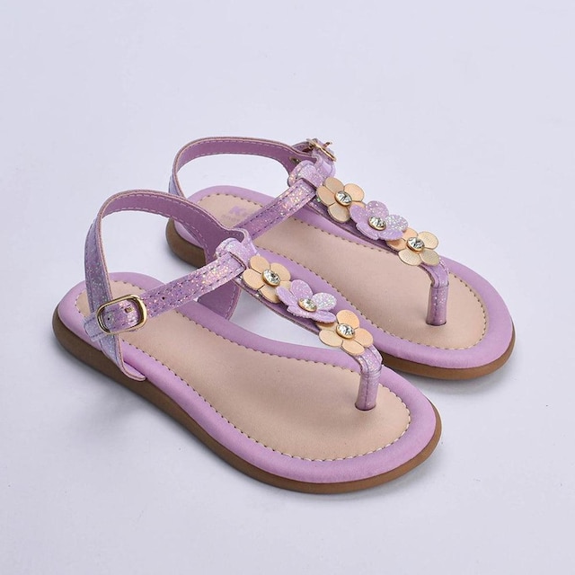 Sandália Infantil Meninas Cristal Capivara Agarradinha Flat Plana Confortável Fashion Blogueira