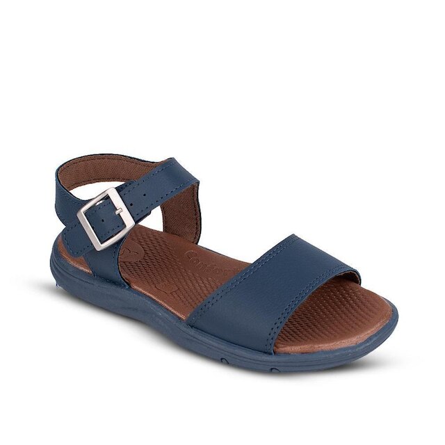 Sandália Infantil Menino Kidy Azul Marinho Casual Conforto Macia Leve Fivela