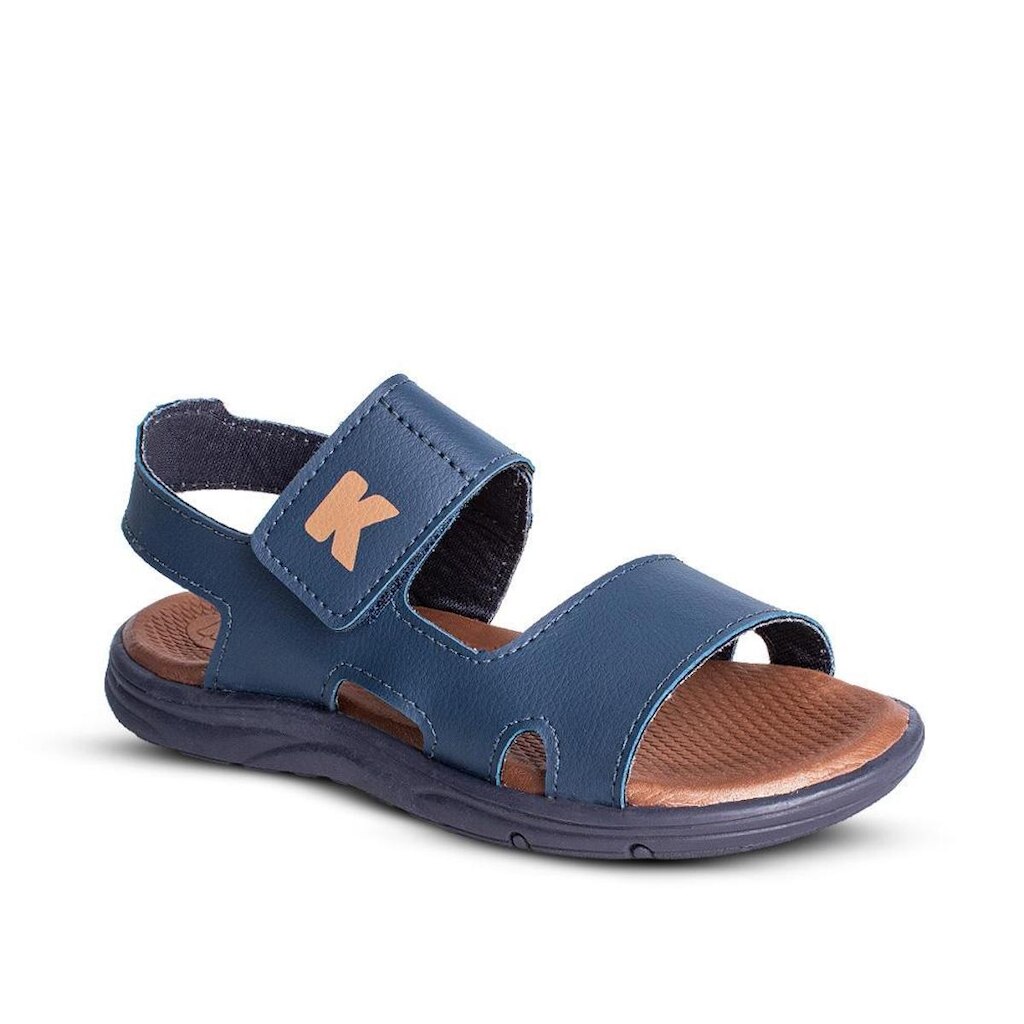 Sandália Infantil Menino Kidy Comfort Marinho e Caramelo com Velcro Leve e Prática