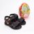Sandália Infantil Menino Kidy Toys Com Dinossauro Surpresa Preto e Laranja Neon - Preto