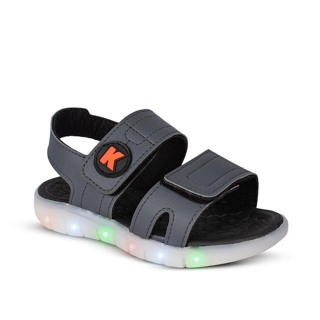 Sandália Infantil Menino Kidy Wave Light com LED Grafite Preto Pisca Pisca