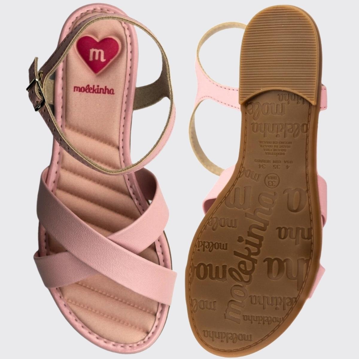 Sandália Infantil Molekinha Meninas Tiras Cruzadas Feminina Zattini