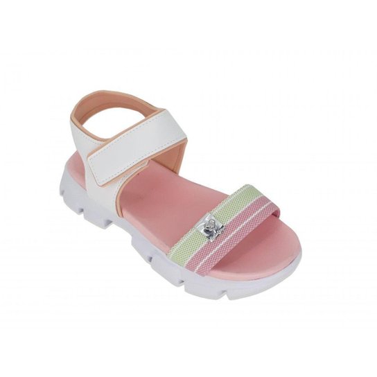 Sandália Infantil Molekinha Super Leve Feminina - Verde+Rosa