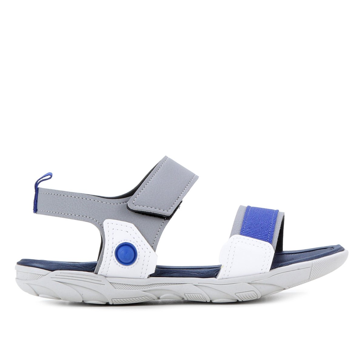Sandália Infantil Molekinho Lisa Masculina - Cinza+Azul Menor preço em Sandália Infantil Molekinho Lisa Masculina - Cinza+Azul