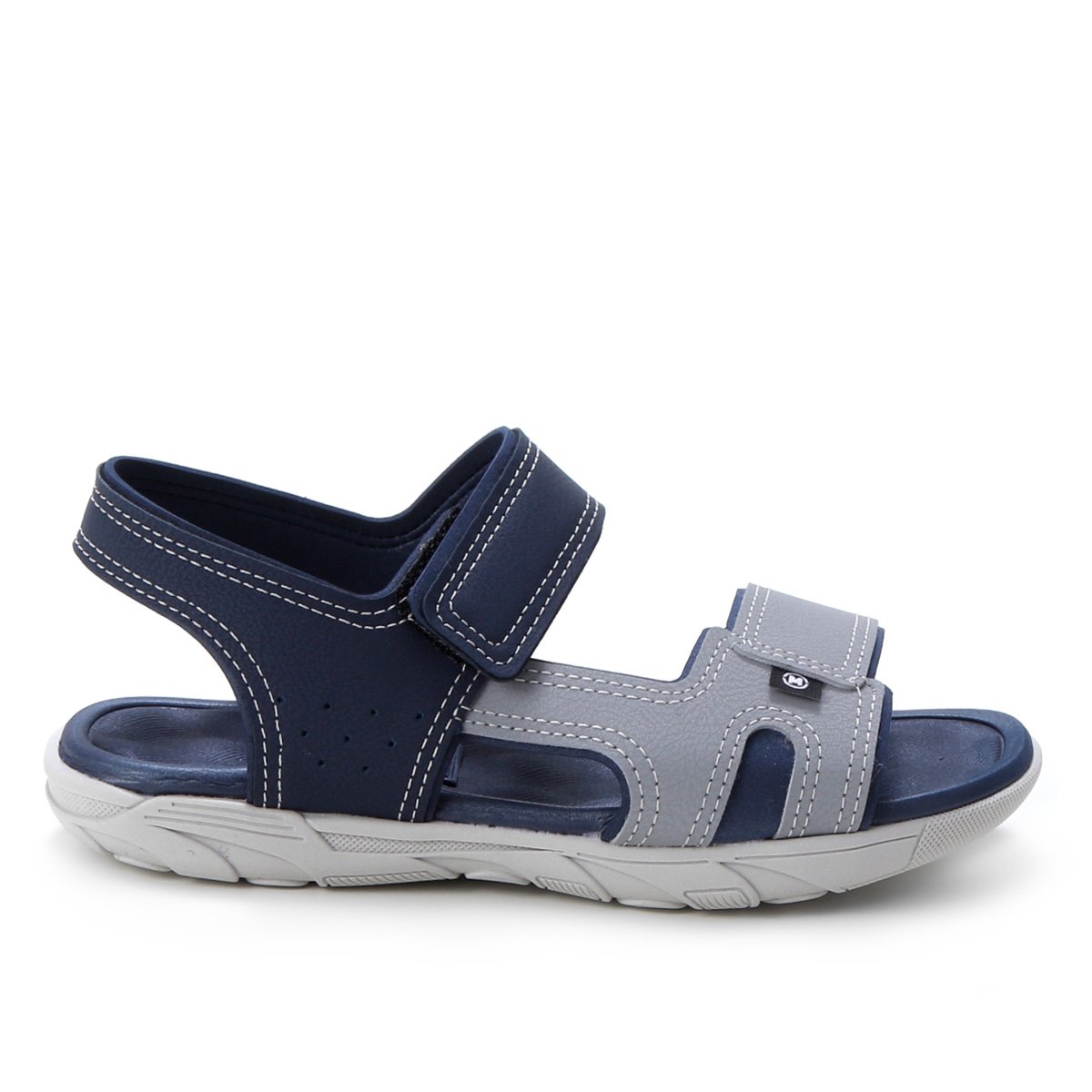 Sandália Infantil Molekinho Lisa Masculina - Marinho+Cinza Menor preço em Sandália Infantil Molekinho Lisa Masculina - Marinho+Cinza
