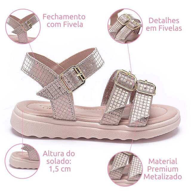 Sandália Infantil Tininha Menina enfeite Fivela 08-081