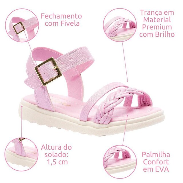 Sandália Infantil Tininha Menina Trança 08-075