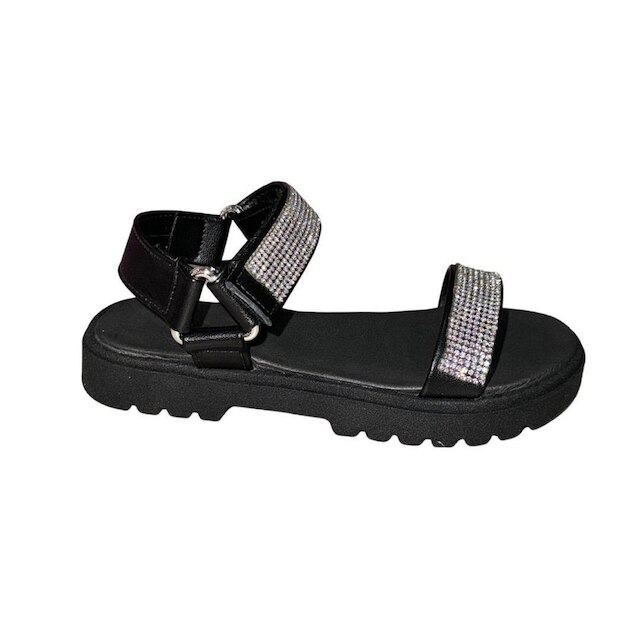 Sandalia Juvenil Molekinha Feminina Infantil Velcro Brilhos