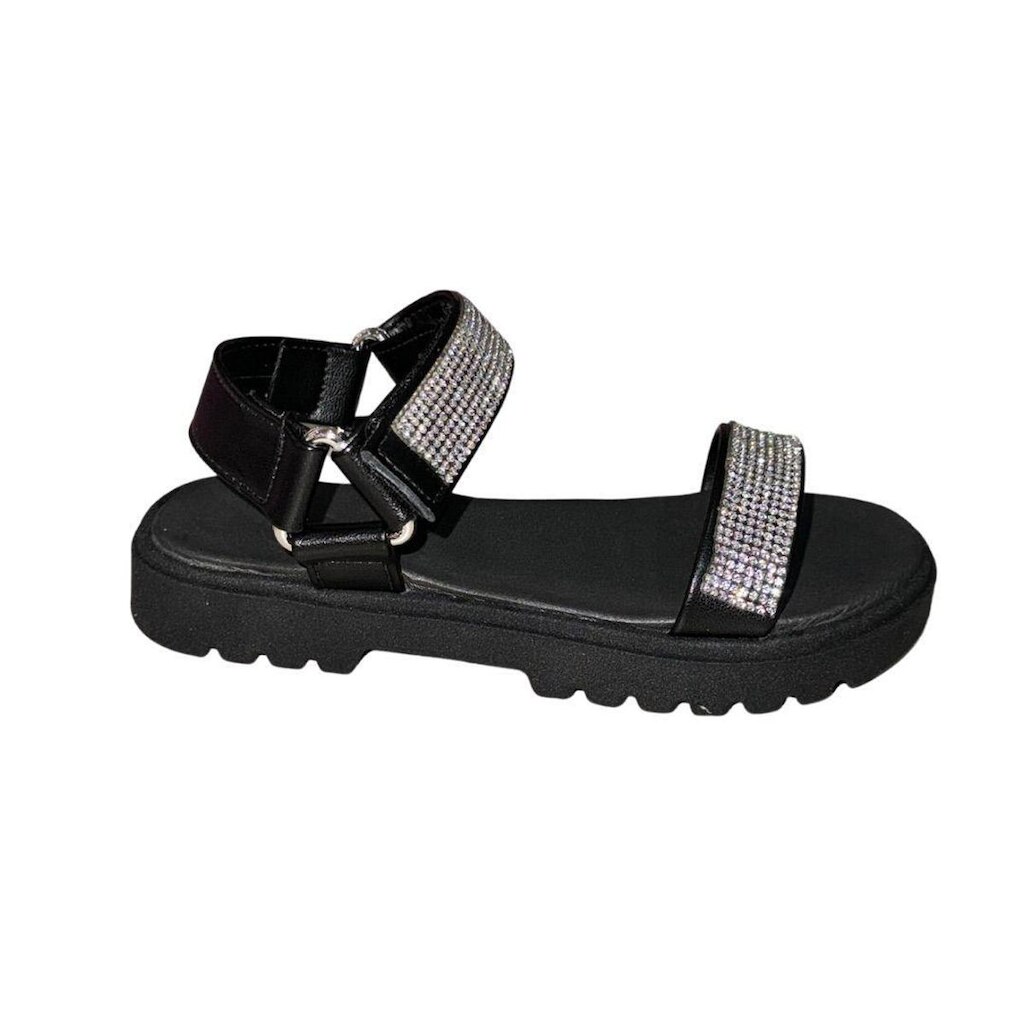 Sandalia Juvenil Molekinha Feminina Infantil Velcro Brilhos
