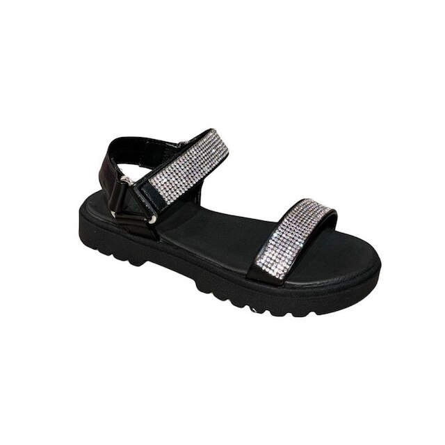 Sandalia Juvenil Molekinha Feminina Infantil Velcro Brilhos