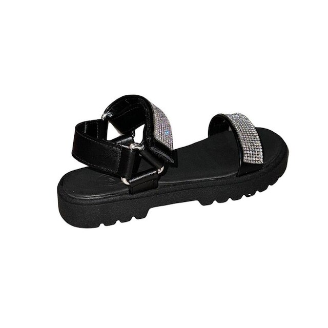 Sandalia Juvenil Molekinha Feminina Infantil Velcro Brilhos