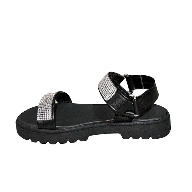 Sandalia Juvenil Molekinha Feminina Infantil Velcro Brilhos