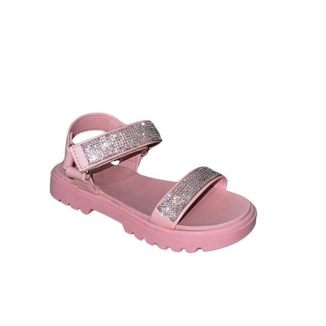 Sandalia Juvenil Molekinha Feminina Infantil Velcro Brilhos