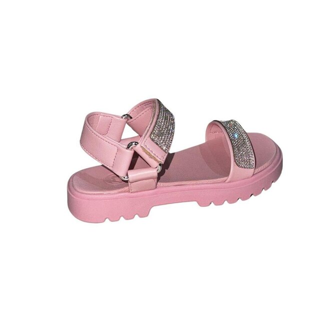 Sandalia Juvenil Molekinha Feminina Infantil Velcro Brilhos