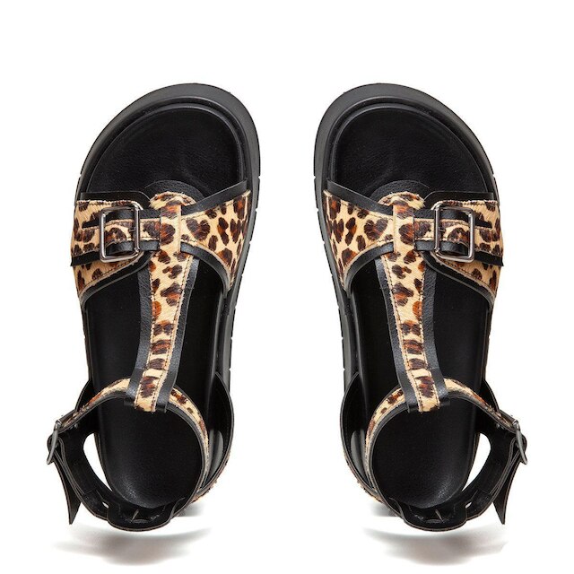 Sandalia Leruchel Flatform Plataforma Papete Animal Print Onca