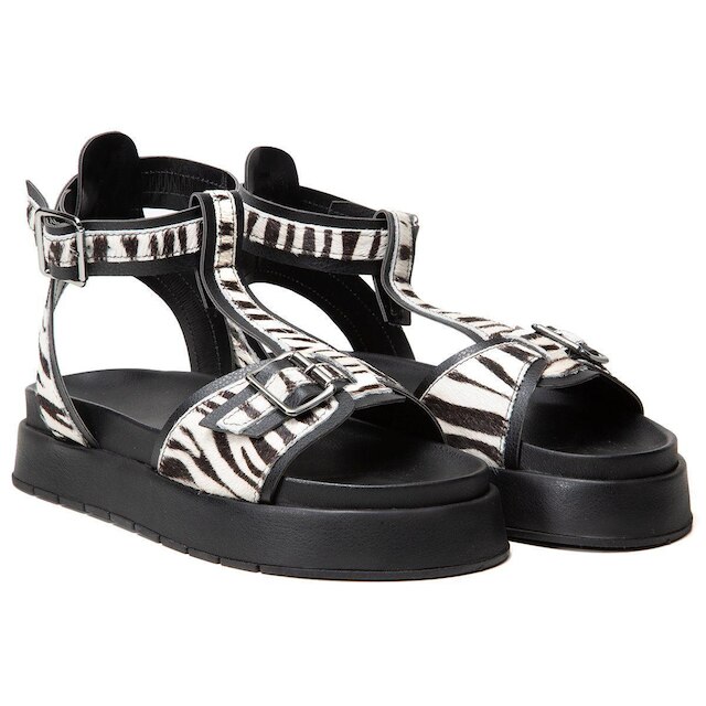 Sandalia Leruchel Flatform Plataforma Papete Animal Print Zebra