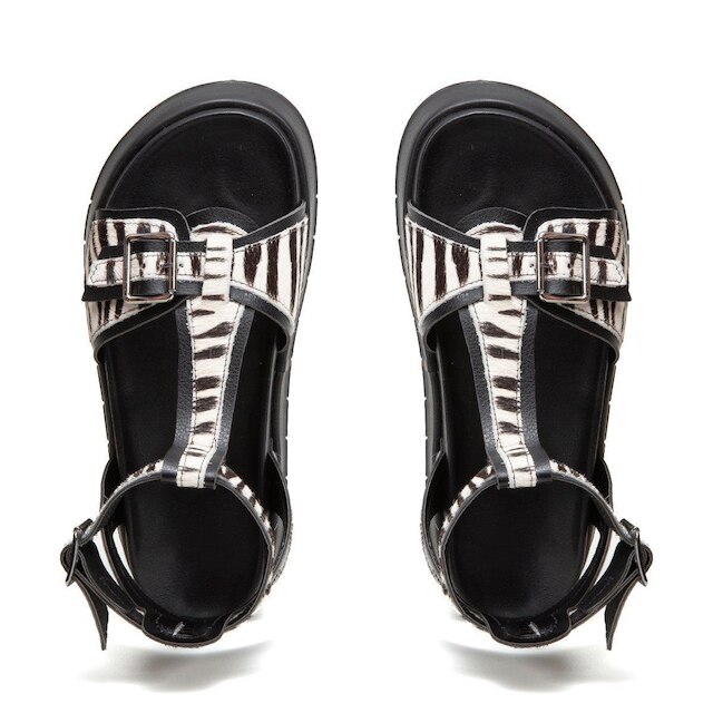 Sandalia Leruchel Flatform Plataforma Papete Animal Print Zebra