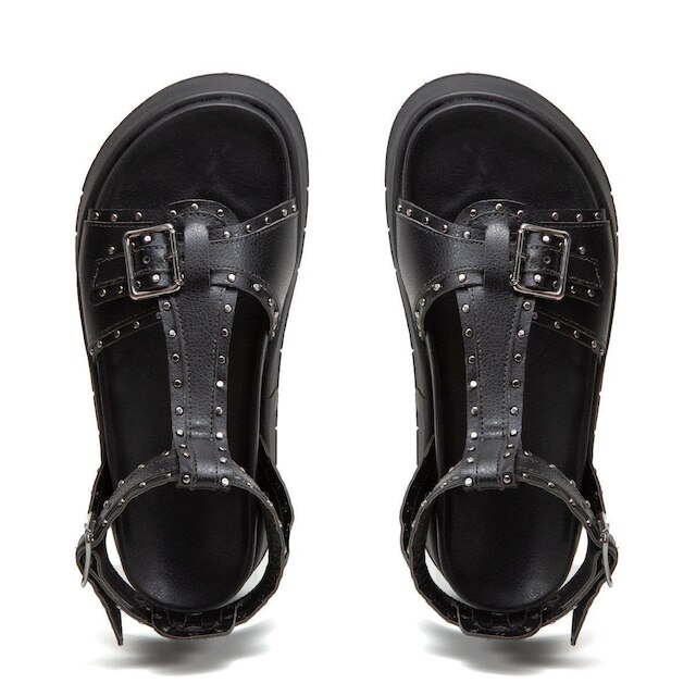 Sandalia Leruchel Flatform Plataforma Spikes Metal Papete Preto