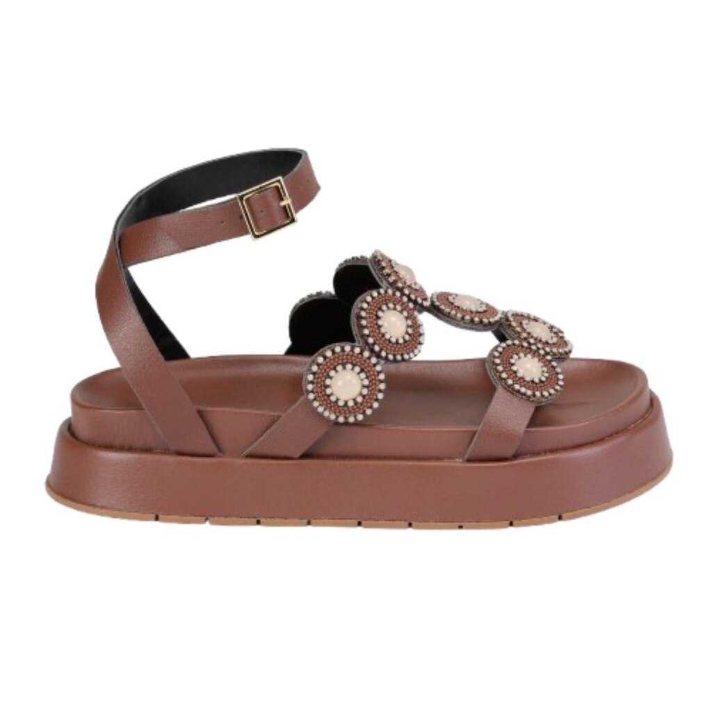 Sandalia Leruchel Papete Flatform Pedraria Cafe