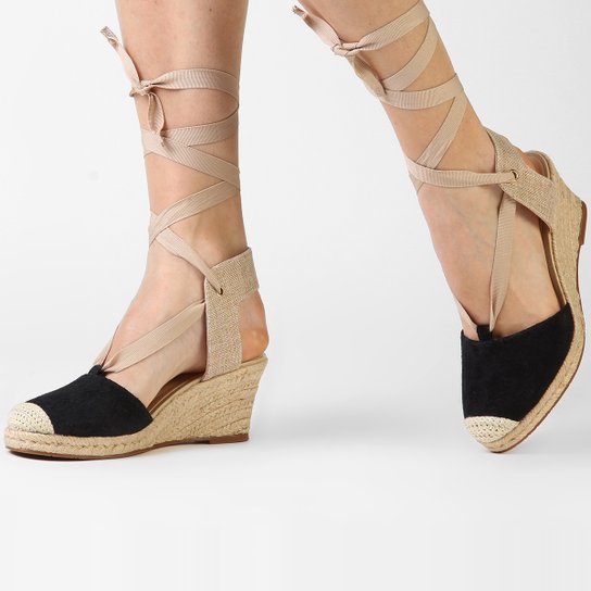 Sandália Lilly´s Closet Espadrille Anabela - Preto