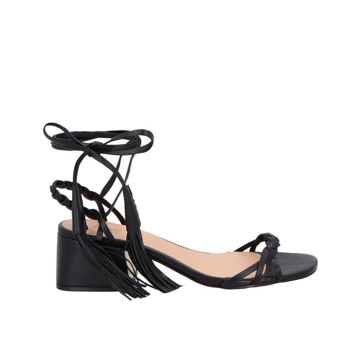 Shoestock Sandalia Abotinada Preta Sandália Couro Shoestock Salto