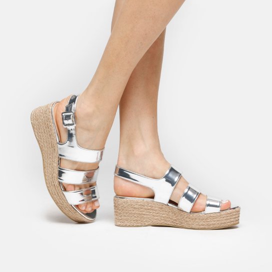 Sandália Luiza Barcelos Flatform Tiras - Prata