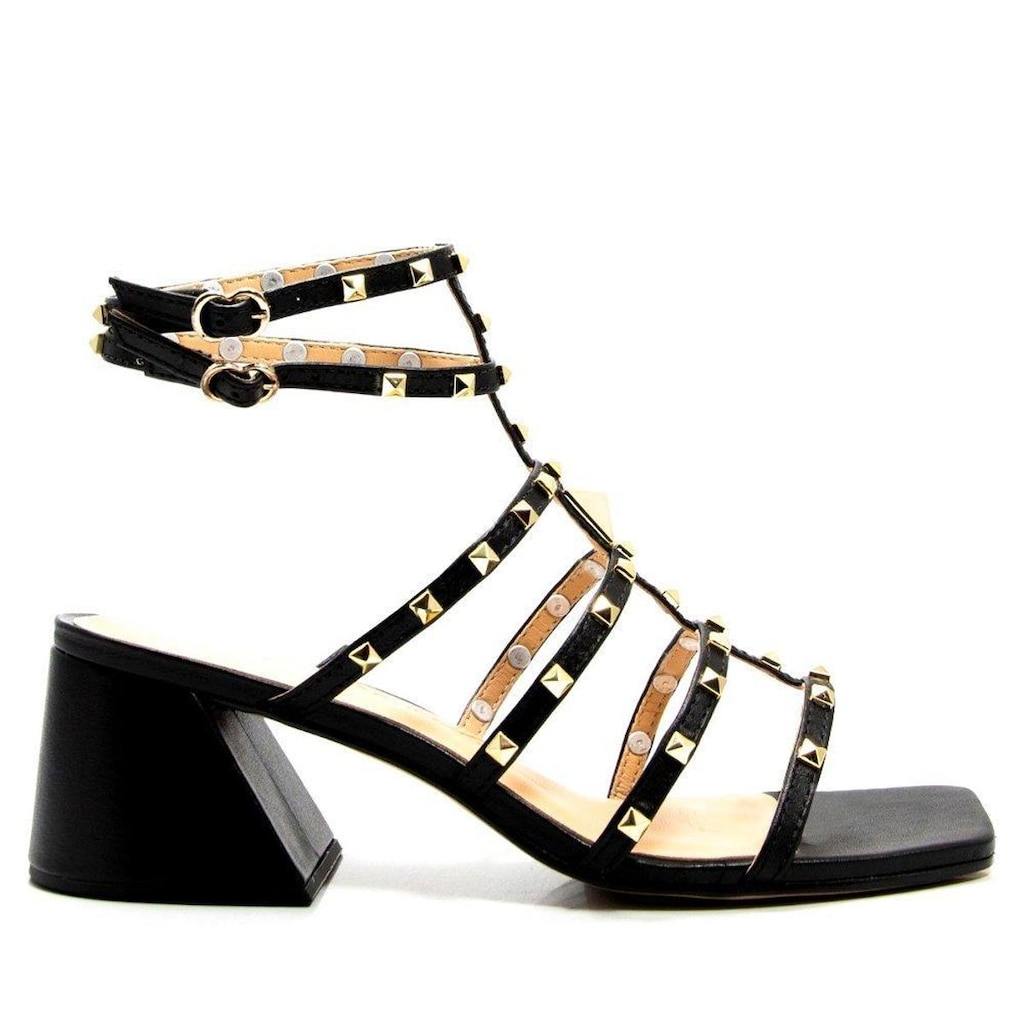 Sandalia Luiza Barcelos Spikes Salto Alto Preta