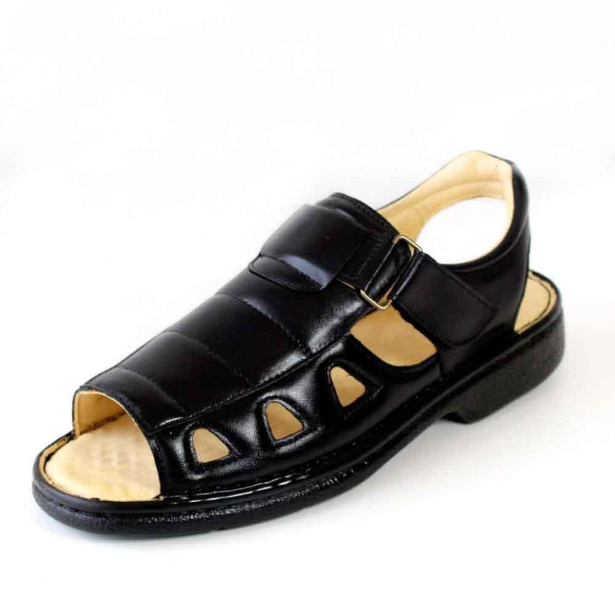 Sandália Masculina Aberta em Couro de Carneiro Café JA Shoes | JASHOES