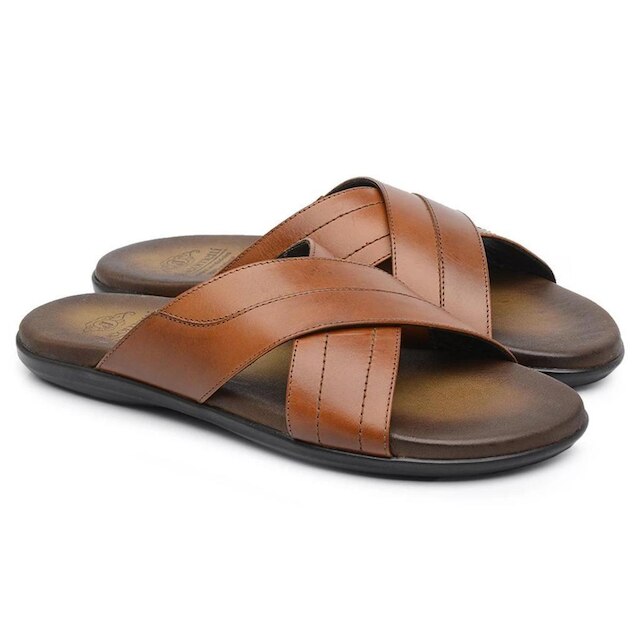 Sandália Masculina Chinelo Jacometti Couro Tiras Grossas