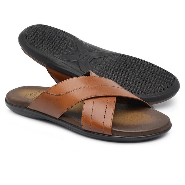 Sandália Masculina Chinelo Jacometti Couro Tiras Grossas