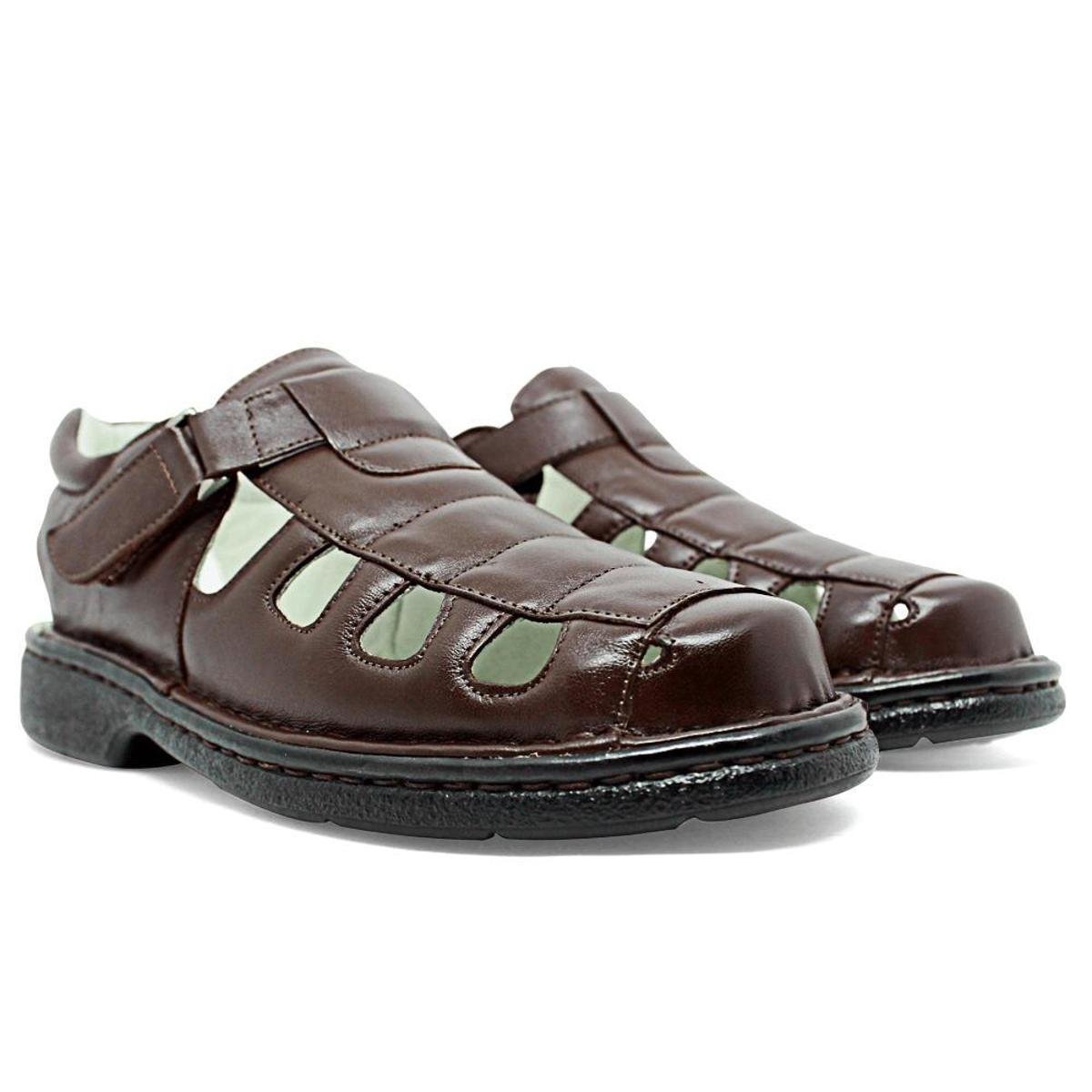 SandAlia Masculina Conforto Em Couro CafE 331/b Menor preço em SandAlia Masculina Conforto Em Couro CafE 331/b