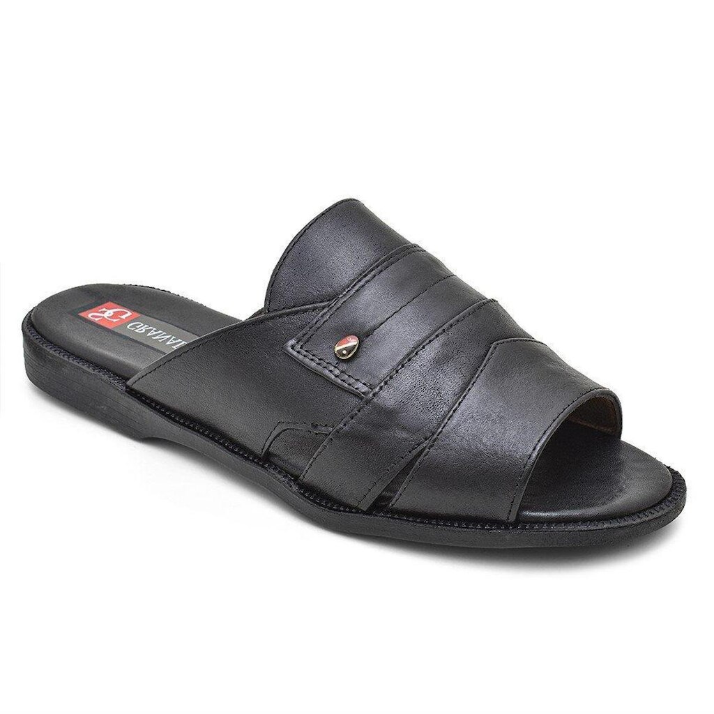 Sandalia Masculina Couro Cafe Claro Preto Extra Conforto Chinelo Granado