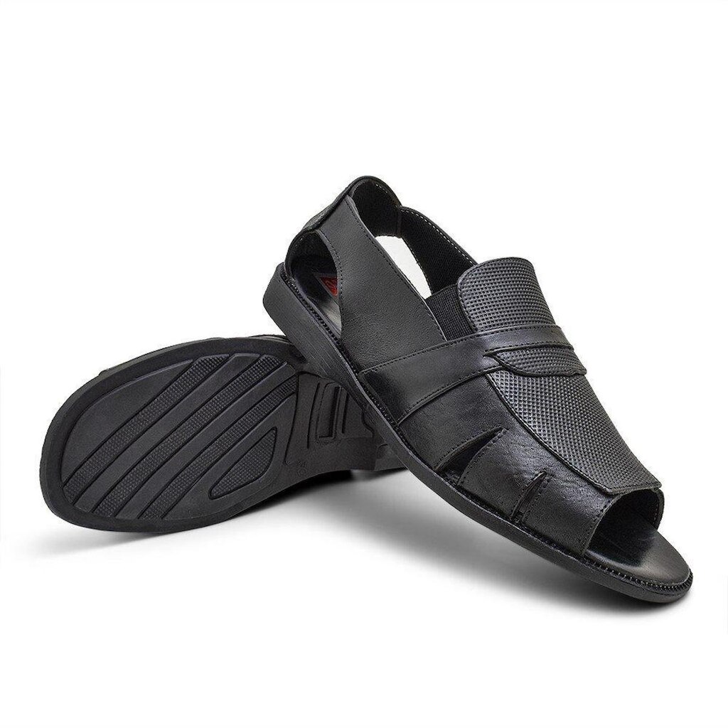 Sandalia Masculina Couro Preto Extra Conforto 777 Granado