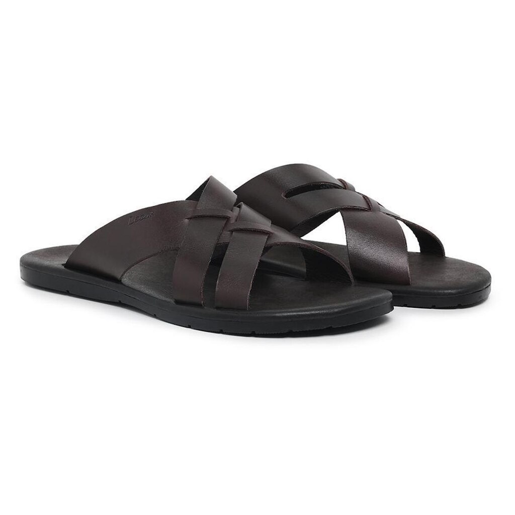 Sandália Masculina Couro Tiras Conforto Moderna Macia