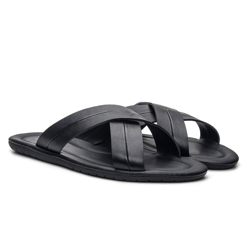 Sandália Masculina de Couro com Tiras Conforto Casual
